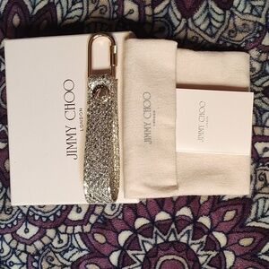 Authentic Jimmy Choo leather/glitter keychain